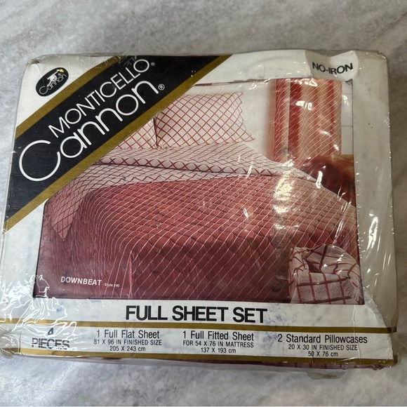 Vintage Monticello Cannon full size sheet set bedding flat fitted pillowcases - Picture 10 of 10